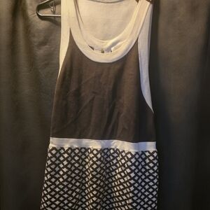 Kate Spade Black and White Geometric Midi Dress